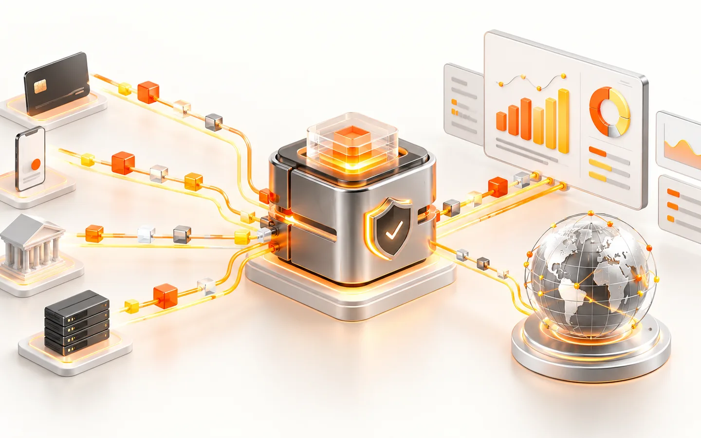 Secure data and payment routing engine connected to analytics and global infrastructure